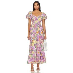 ASTR the Label Florentina Puff-Sleeve Maxi Dress Size XL Garden Party Easter